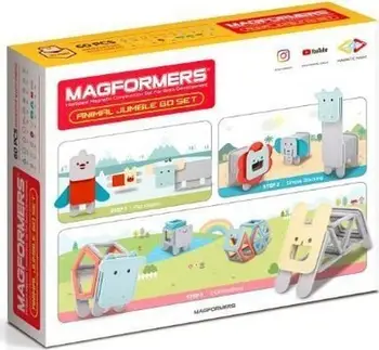 Lodra magnetike Magformers Animal Jumble, set konstruktues 60 pjesë, shumëngjyrëshe