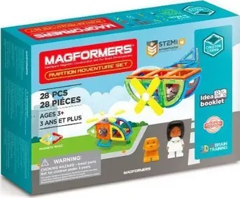 Set ndërtimi magnetik Magformers Aviation Adventure, lodër edukative, mbi 3 vjeç, shumëngjyrësh