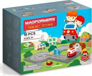 Set blloqe magnetike Magformers Town Set City Bus, konstruktiv, për fëmijë 3+