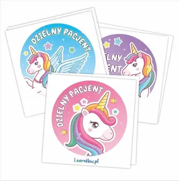 Stikera motivuese LearnHow Brave Patient Unicorns, 60mm, 60 copë, shumëngjyrëshe