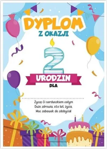 Diplomë ditëlindjeje LearnHow A5, 2 vjet, set 5 copë, shumëngjyrëshe