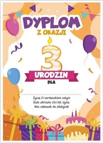 Set diploma ditëlindjeje LearnHow A5, për 3 vjet, 5 copë, shumëngjyrëshe