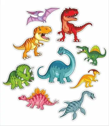 Stickers dritareje LearnHow Dinosaurs 01, dyanëshe, set 9 copë, shumëngjyrëshe
