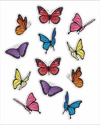 Dekorime dritaresh LearnHow Butterflies 02, set 12 copë, dyshe, shumëngjyrëshe
