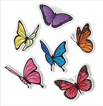 Dekor dritareje LearnHow Butterflies 02, dyanësor, set 6 copë, shumëngjyrësh
