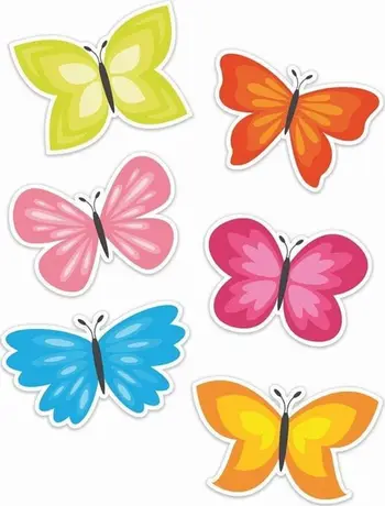 Dekor dritareje LearnHow Butterflies 01, 6 copë, dyansh, shumëngjyrësh
