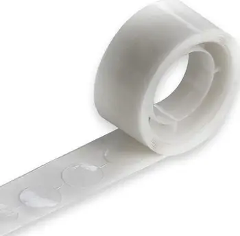 Ngjitëse dyshe me pika LearnHow, rrotull, 100 copë, transparente