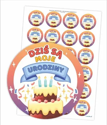 Stickerë ditëlindjeje LearnHow Today is my birthday, set 24 copë, me shkëlqim, shumëngjyrëshe