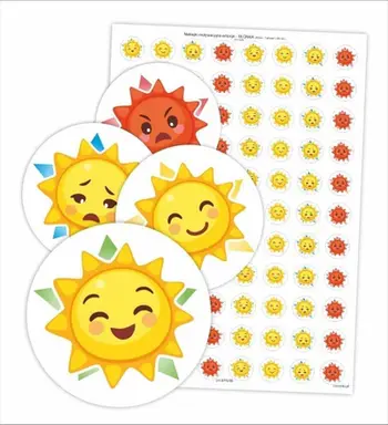Stickerë motivues LearnHow Little Suns, 88 copë, forma dielli, shumëngjyrëshe