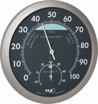 Termo-higrometër TFA Dostmann 45.2043.51, analog, i hirtë / argjendtë - 1