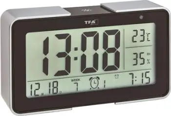 Orë me alarm TFA Melody, e zezë / e argjendtë