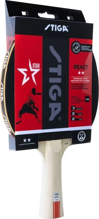Raketë pingpongu REACT 2 Star, 5 shtresa, gomë 1.9mm, e kuqe - 4