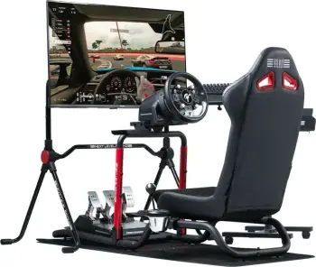 Stendë timoni gaming, Next Level Racing, Wheel Stand Lite 2.0 NLR-S040, e palosshme, rregullim timoni dhe pedalesh, Black/Red