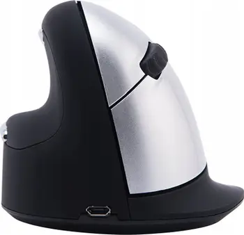 Mouse ergonomik R-Go Tools R-Go Mouse HE, për dorën e majtë, Bluetooth, madhësi e madhe, i zi argjendtë