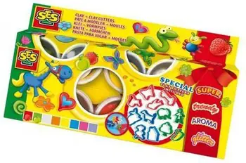 Set plasteline SES Play Dough, 8 ngjyra, 12 kallëpe, shumëngjyrëshe
