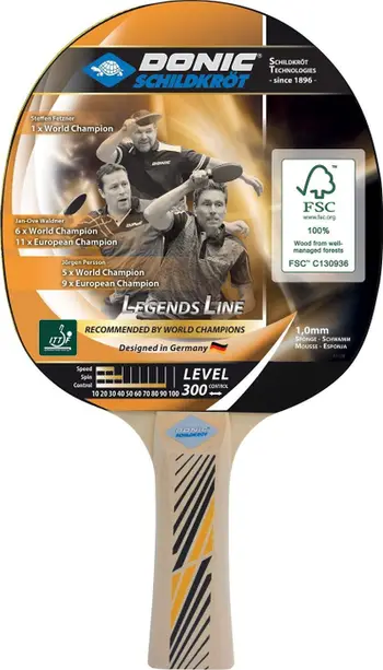 Reket pingpong Donic Legends 300, 5 shtresa dru FSC, për fillestarë