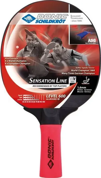 Raketë pingpongu Donic Schildkröt Sensation Line 600, sfungjer 1.6mm, teknologji ASG, shumëngjyrëshe