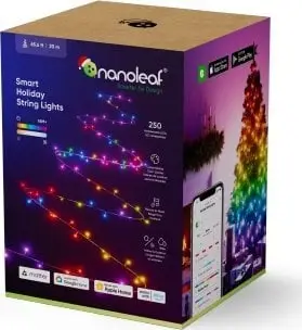Drita dekorative Nanoleaf Holiday String Light, 20m, 250 LED RGB, e zezë