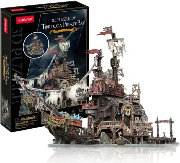 Puzzle 3D CubicFun Pirate Bay, model gji piratësh, 48 x 27 x 38.6 cm, shumëngjyrësh