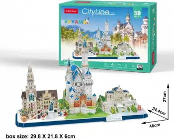 Puzzle 3D City Line Bawaria CubicFun, shumëngjyrësh