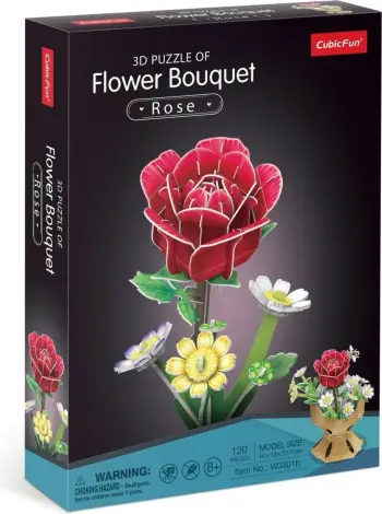 Puzzle 3D Cubicfun Flower Bouquet Roses, 120 pjesë, shumëngjyrësh