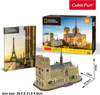 Set puzzle 3D Cubicfun Notre Dame De Paris, 128 elemente