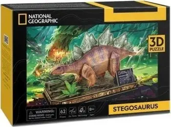 Puzzle 3D CubicFun National Geographic Stegosaurus, 62 pjesë, model dinosauri, shumëngjyrësh