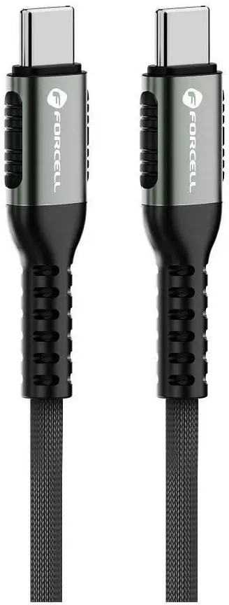 Kabllo USB Forcell F-ENERGY C263, Type C në Type C, 0.25m, 240W, e zezë