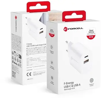 Karikues rrjeti Forcell F-ENERGY TFK-TC-35WPD, 35W, USB-C + USB-A, i bardhë