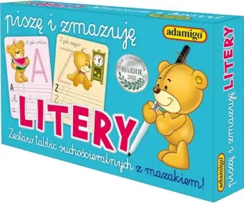 Set edukativ Adamigo Write and Erase Letters, tabela të dyanshme, me marker dhe leckë