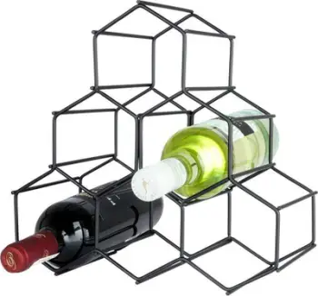Mbajtëse vere Vilde Metal Wine Rack, 6 shishe, 29.5x14.5x28.5 cm, e zezë