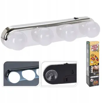Dritë pasqyre Mirror Light With 4 Lamps, 4 llampa, me kupa vakumi, e bardhë