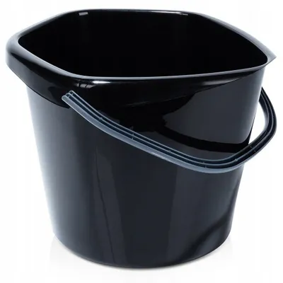 Kovë plastike pa markë, me dorezë dhe grykë, 10L, e zezë - 2