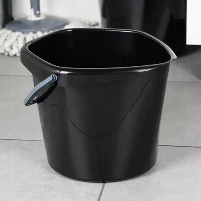Kovë plastike pa markë, me dorezë dhe grykë, 10L, e zezë - 3