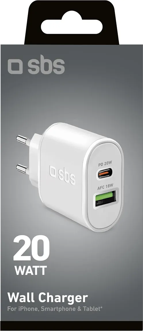 Karikues muri SBS TETRPD20W, 20W, 2 porta USB-A/USB-C, i bardhë - 3