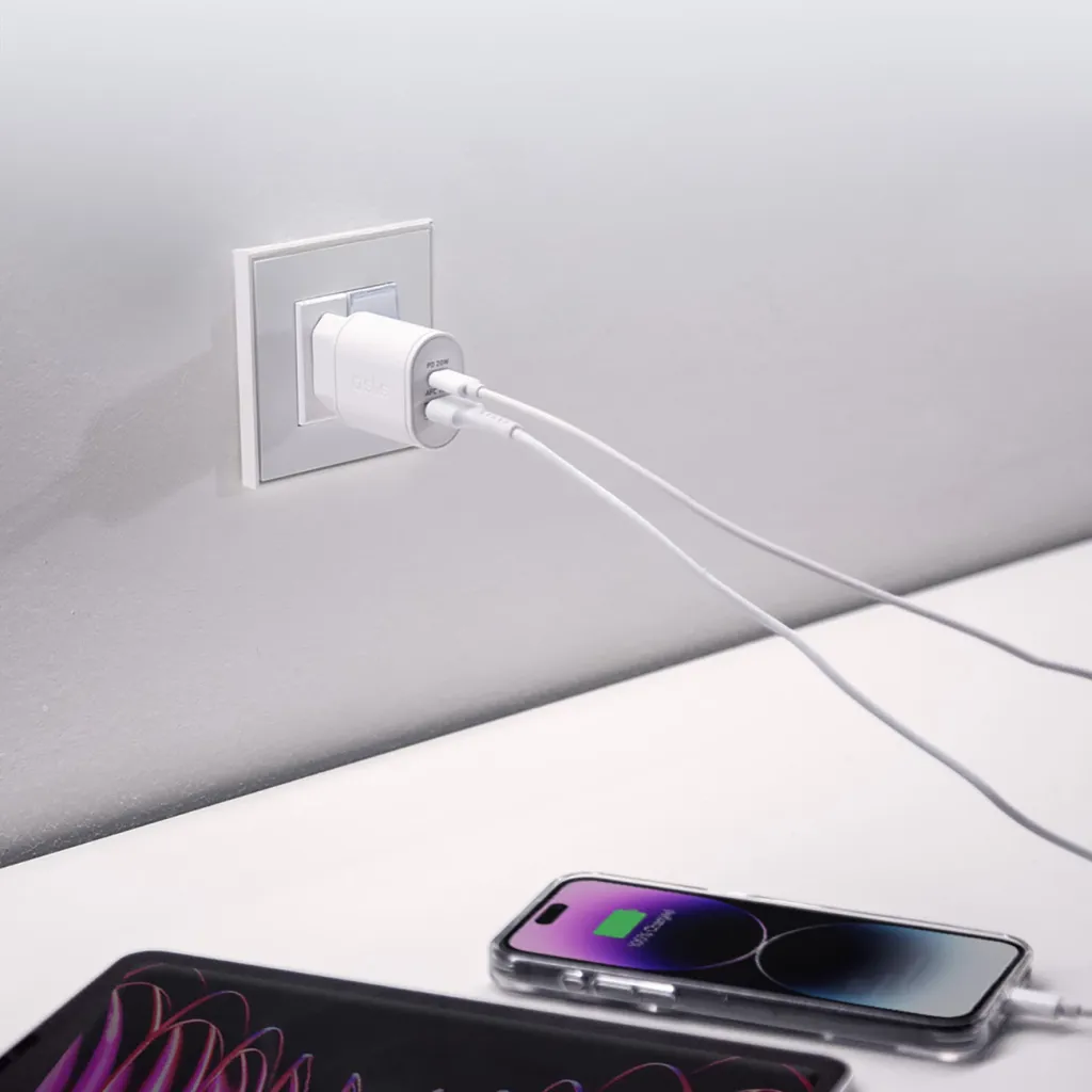 Karikues muri SBS TETRPD20W, 20W, 2 porta USB-A/USB-C, i bardhë - 8