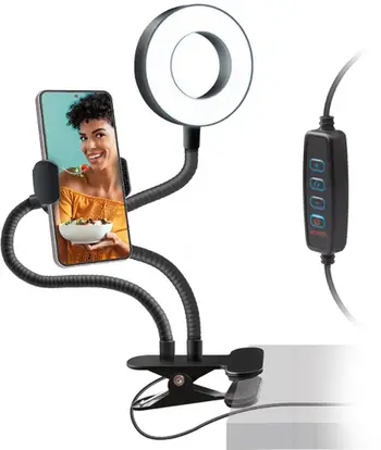Unazë ndriçuese LED SBS Joining Ring, 9 cm, kapëse tavoline, e zezë