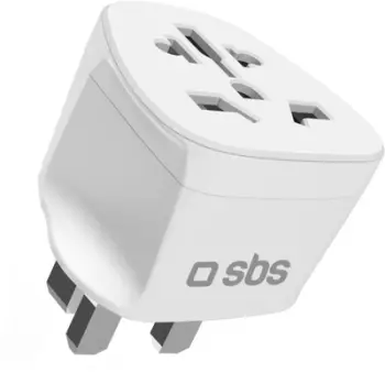 Adapter udhëtimi SBS, prizë UK, 100–250V, i bardhë