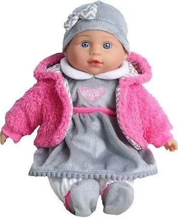 Kukull muzikore Smily Play Singing Girl, 3 këngë, 2 përralla, gri rozë