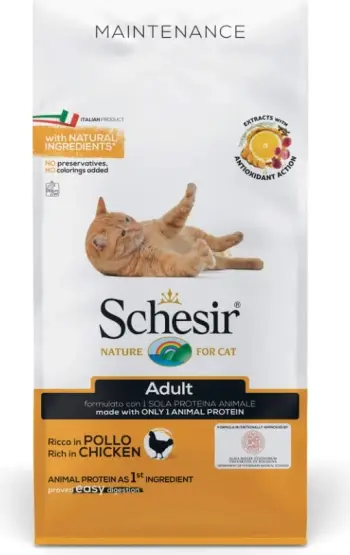 Ushqim për mace Schesir, me pulë, 10 kg