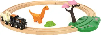 Set hekurudhor Brio Railway Dino Basic Set, dru, temë dinosaurë, multingjyrësh
