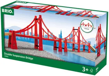 Ura lodër druri Brio Double Suspension Bridge, pezullim i dyfishtë, shumëngjyrëshe