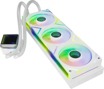 Kasë ftohje me ujë XPG LEVANTE II 360, 3 ventilatorë 12 cm, bardhë