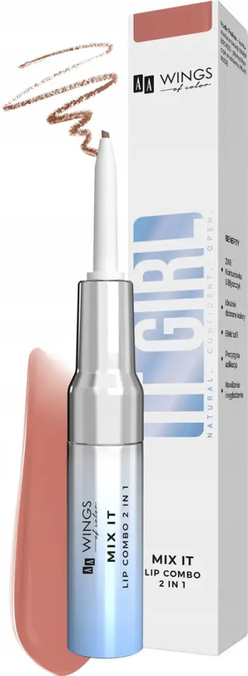 Buzëkuq AA Wings of Color It Girl Mix It 2in1 Liquid Lip Gloss + Lip Liner, Nude praline, 5 g + 0.2 g