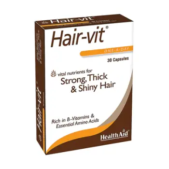 Kapsula Hair-vit (Vitamina për flokë të shëndetshme) nga HealthAid, 30 copë
