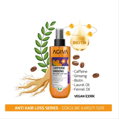 Tonik për flokë Agiva Caffeine Ginseng, 200ml - 2