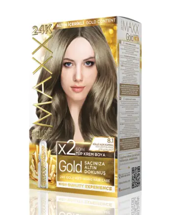 Set ngjyrë për flokë Maxx Deluxe Gold, 8.1 Ash Light Blonde, 60ml