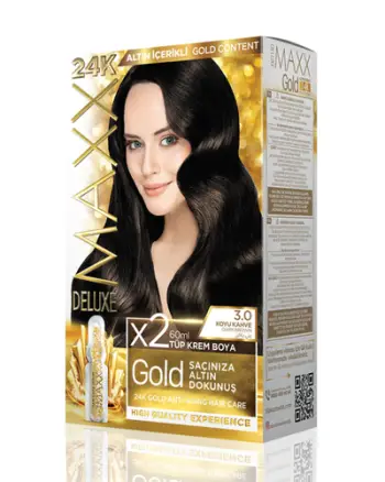 Set ngjyrë për flokë Maxx Deluxe Gold, 3.0 Dark Brown, 50ml