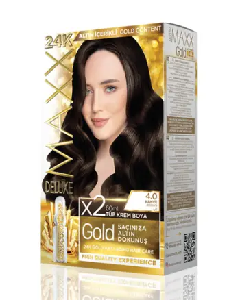 Set ngjyrë për flokë Maxx Deluxe Gold, 4.0 Brown, 50ml