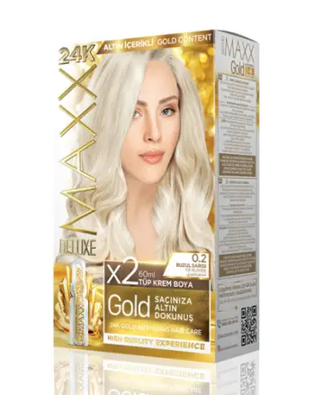 Set ngjyrë për flokë Maxx Deluxe Gold, 0.2 Ice Blonde, 50ml
